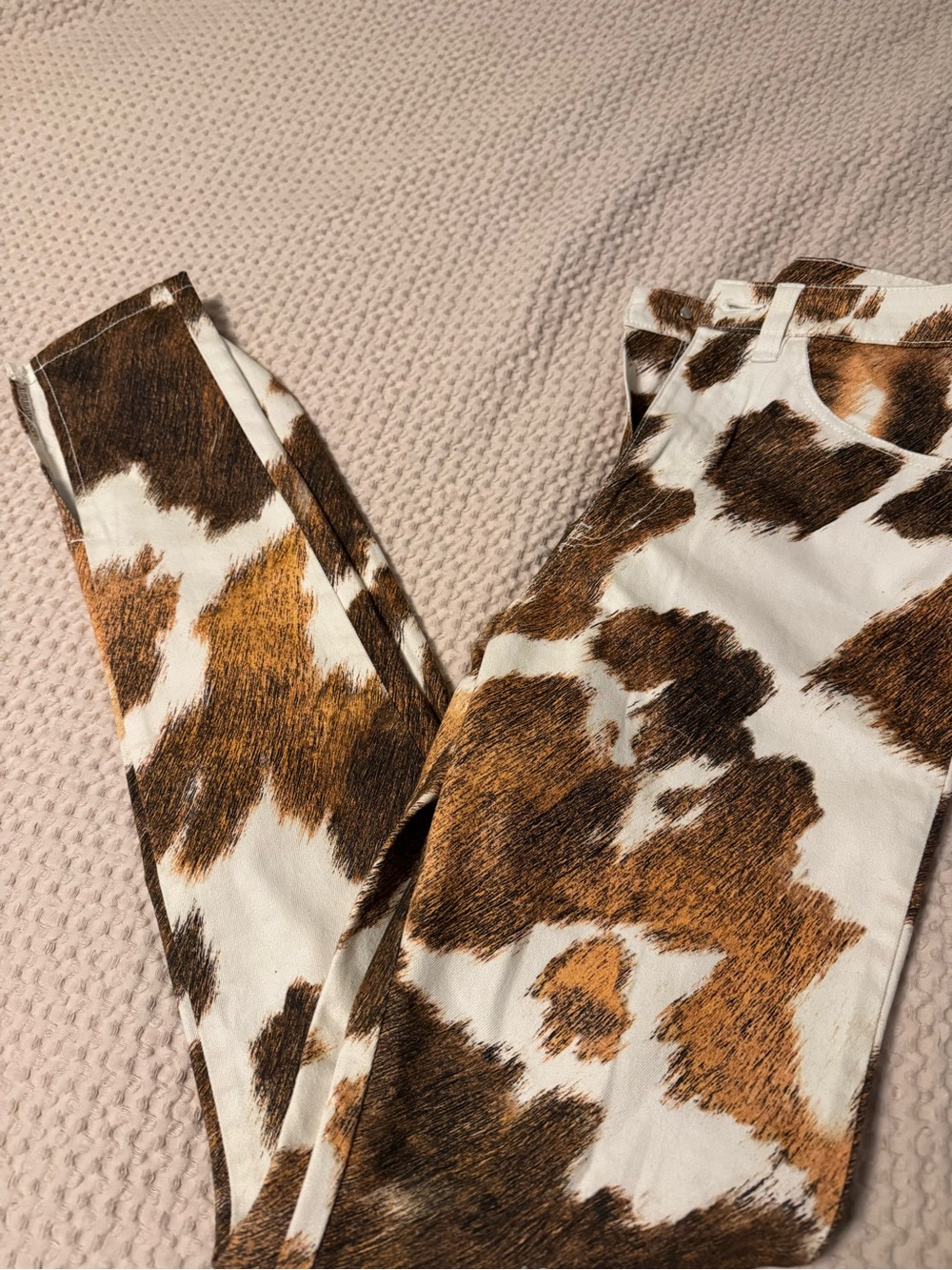 WeWoreWhat Brown and White Cow Print High-Rise Skinny Pants